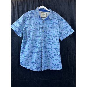 Tall Woods Mens Casual Element Wear Outdoors Blue Fishing Buttoned Shirt SZ XXL